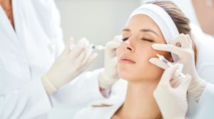 woman getting injected with botox